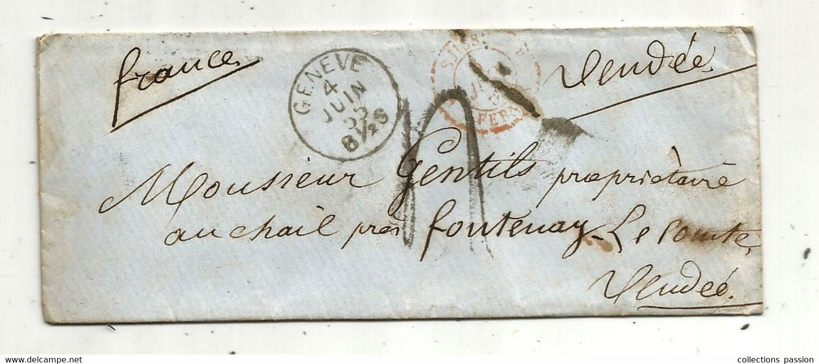 Lettre, Suisse ,GENEVE , 1855 , 2 Scans - Marcophilie