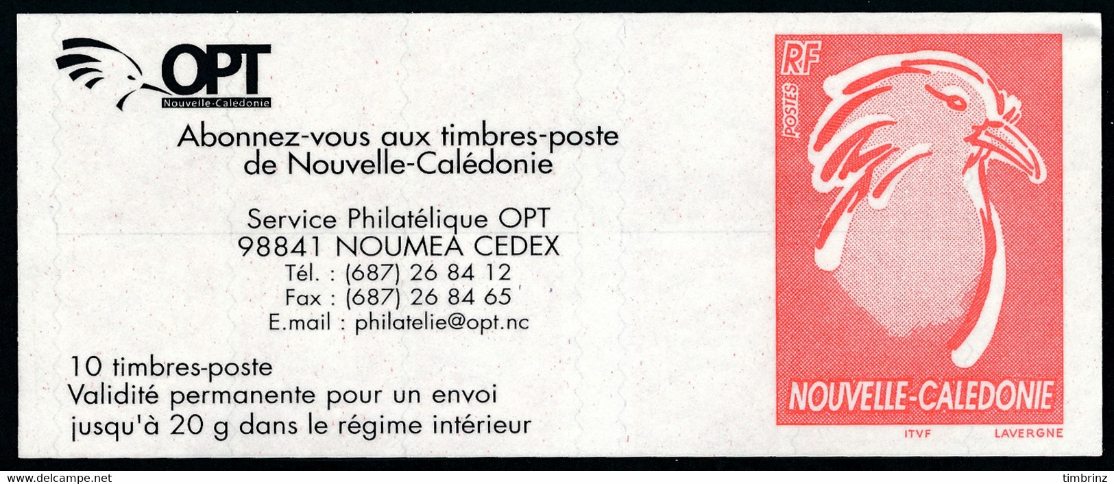 NOUV.-CALEDONIE 2003 - Yv. Carnet C894 **   Faciale= 6,29 EUR - 10 Cagou Val. Perm. Autoadhésifs  ..Réf.NCE25837 - Libretti