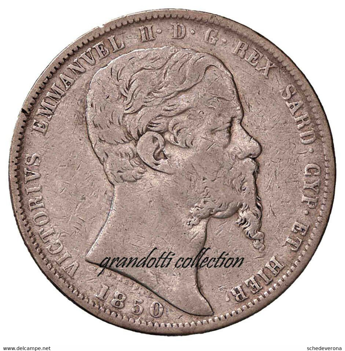 VITTORIO EMANUELE II 5 LIRE 1850 GENOVA REGNO DI SARDEGNA - Italian Piedmont-Sardinia-Savoie