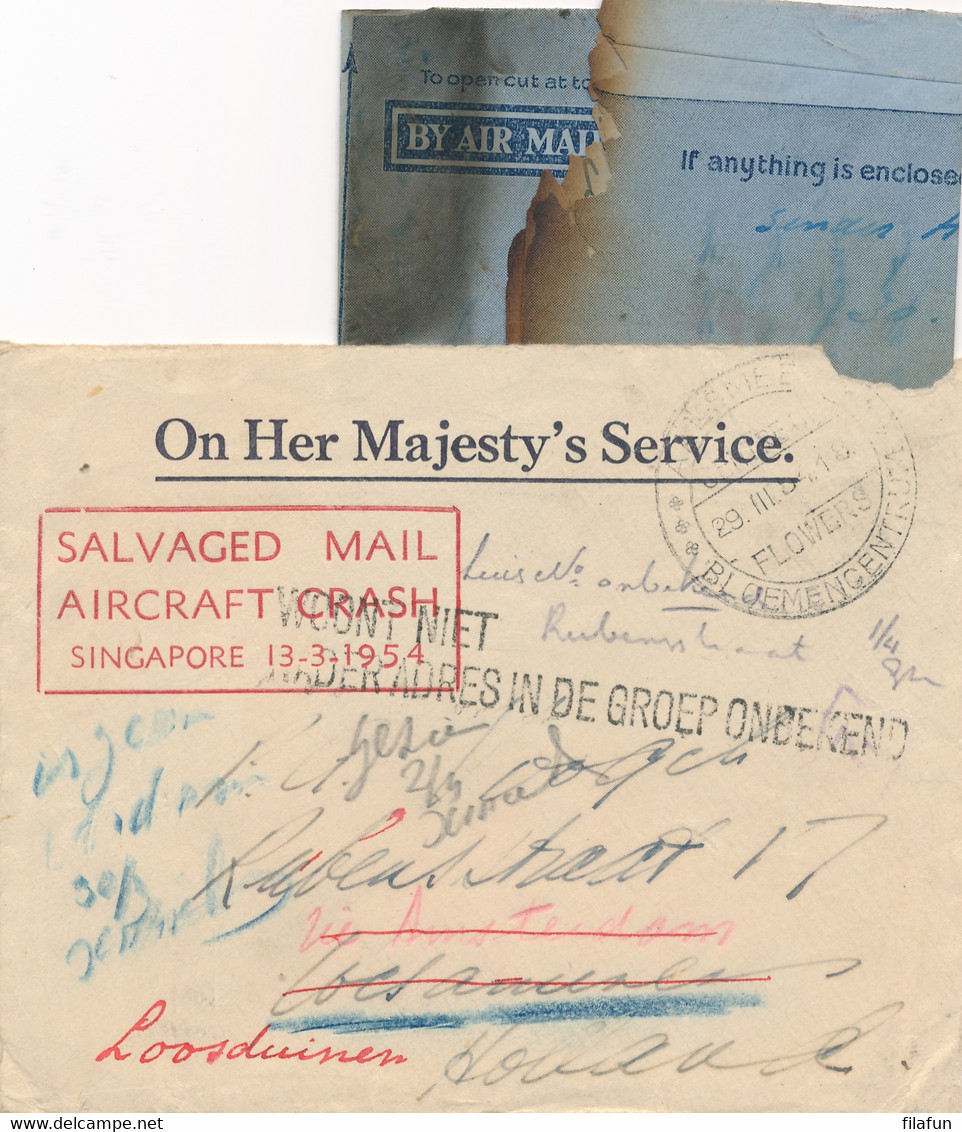 Australia - 1954 - Crashmail BOAC "Belfast" - SALVAGED MAIL AIRCRAFT CRASH SINGAPORE Etc Forwarded In Service Cover - Covers & Documents