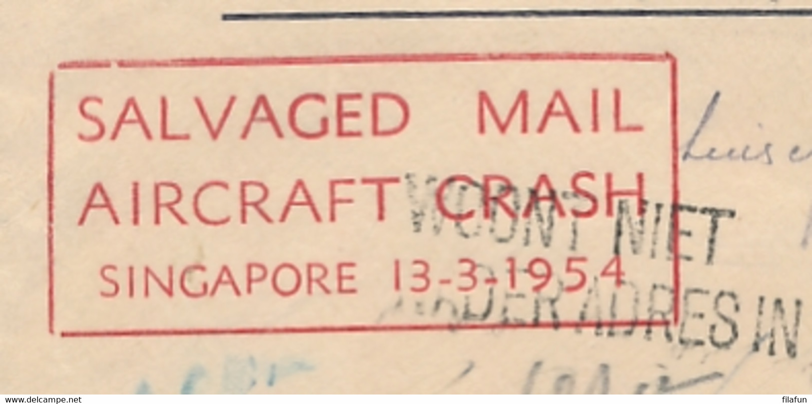 Australia - 1954 - Crashmail BOAC "Belfast" - SALVAGED MAIL AIRCRAFT CRASH SINGAPORE Etc Forwarded In Service Cover - Brieven En Documenten