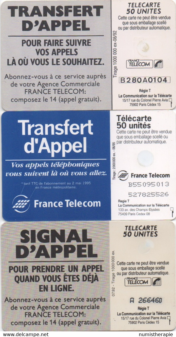 Lot De 3 Télécartes : Transfert D'Appel & Signal D'Appel 1992-1995 - Telefoni