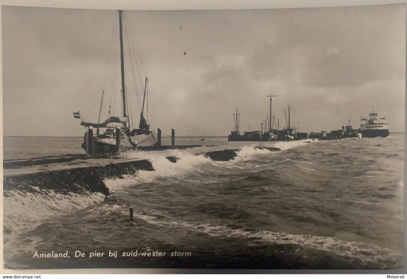 #352 - De Pier Bij Zuid-wester Storm, Ameland 1959 - Ameland
