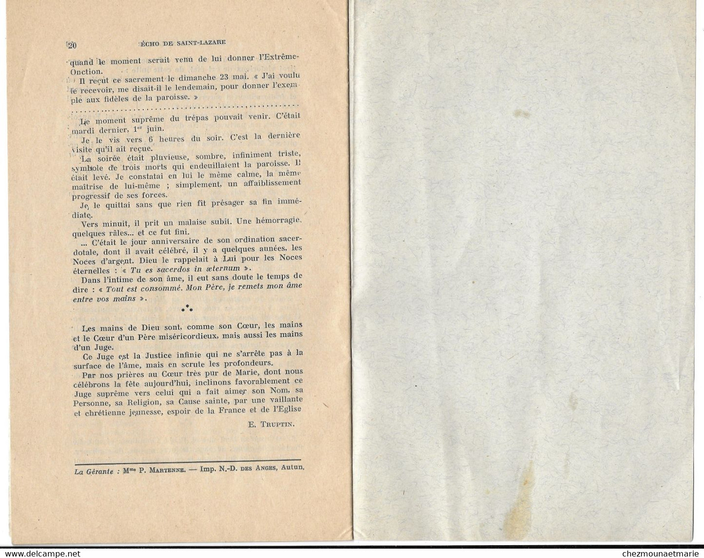 1937 CATHEDRALE D AUTUN - ECHO DE SAINT LAZARE - BULLETIN DE 20 PAGES - Godsdienst