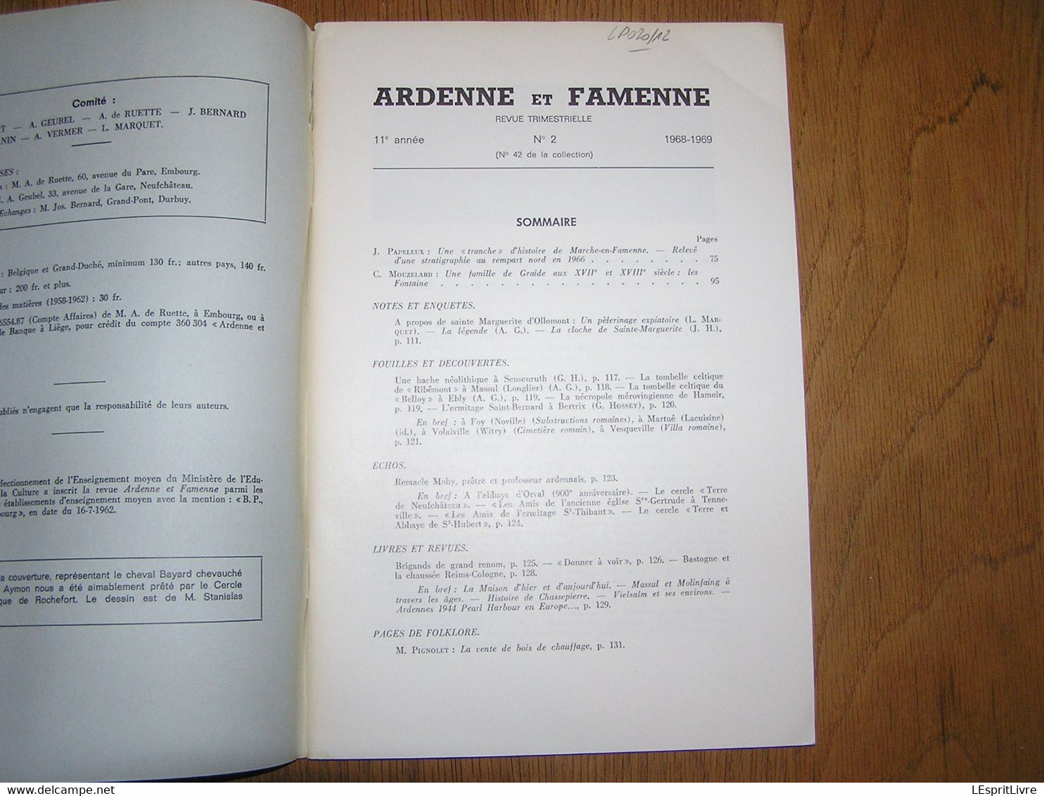 ARDENNE ET FAMENNE N° 2 Année 1968 69 Régionalisme Archéologie Marche En Famenne Graide Ollomont Légende Cloches - Belgique