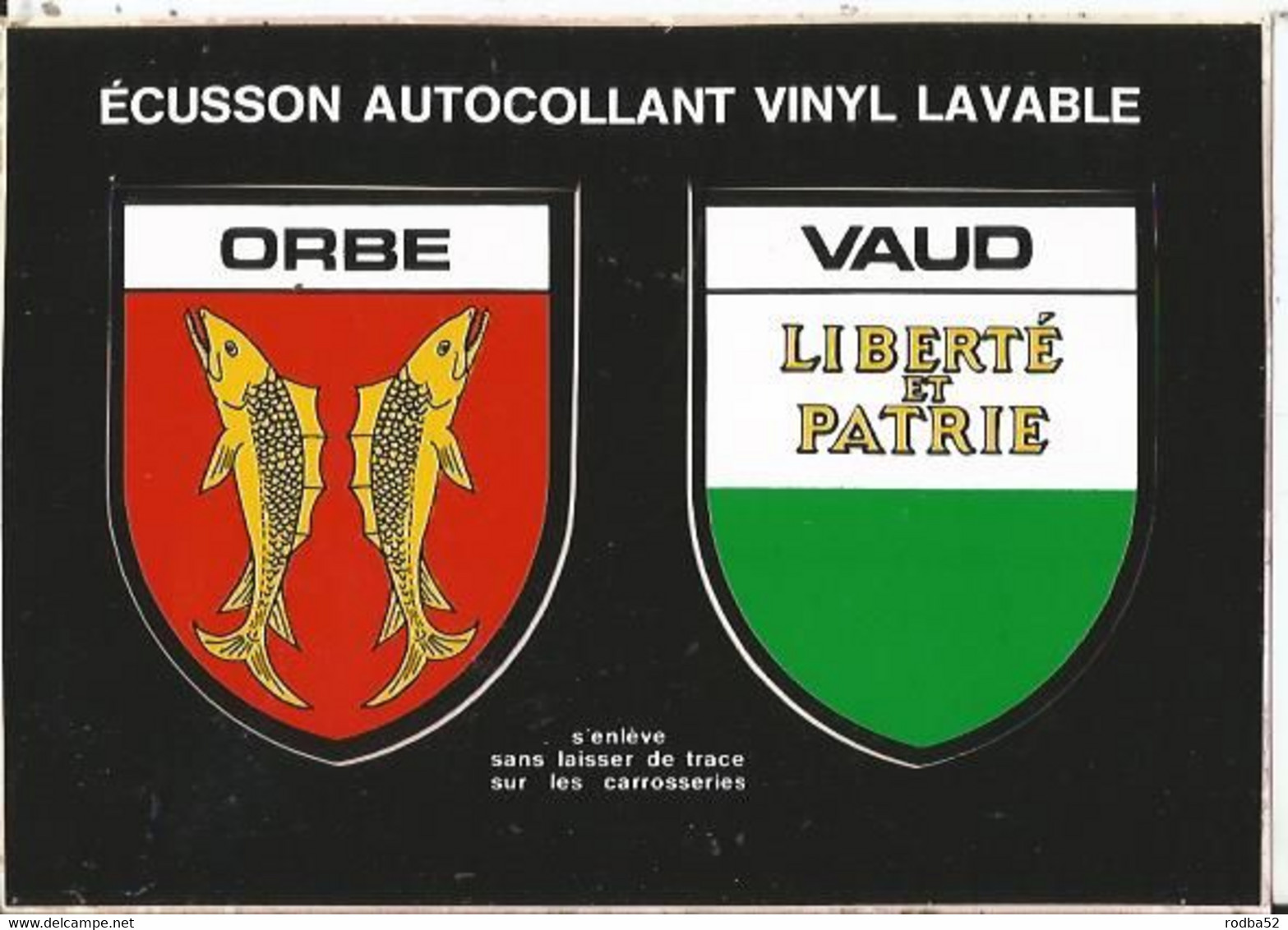 CPSM -- Blason - Autocollant- Suisse - Schweiz - Vaud - Orbe - Poisson Fish - Orbe