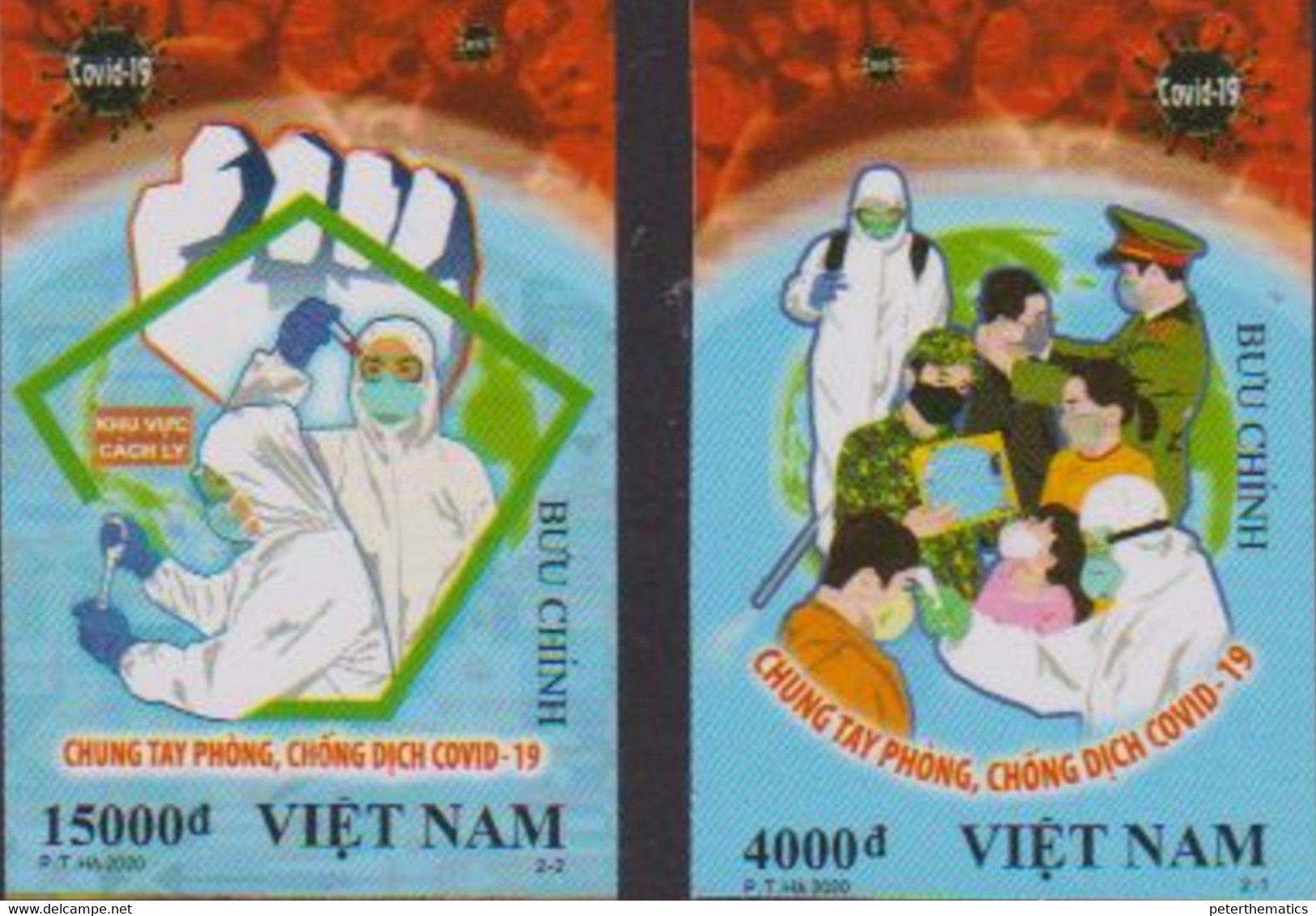 VIETNAM, 2019, MNH, HEALTH, COVID-19,2v, IMPERFORATE - Otros & Sin Clasificación