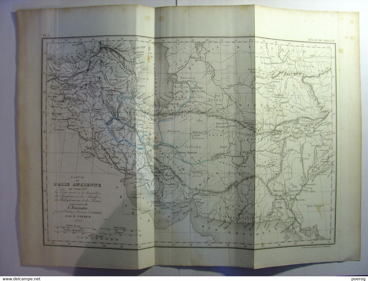 CARTE PARTIE DE L'ASIE ANCIENNE - GRAVURE De 1837 - 36cm X 27cm - ROLLIN - DESBUISSONS RAMBOZ - VIVIEN - ASIA MAP PRINT - Carte Geographique