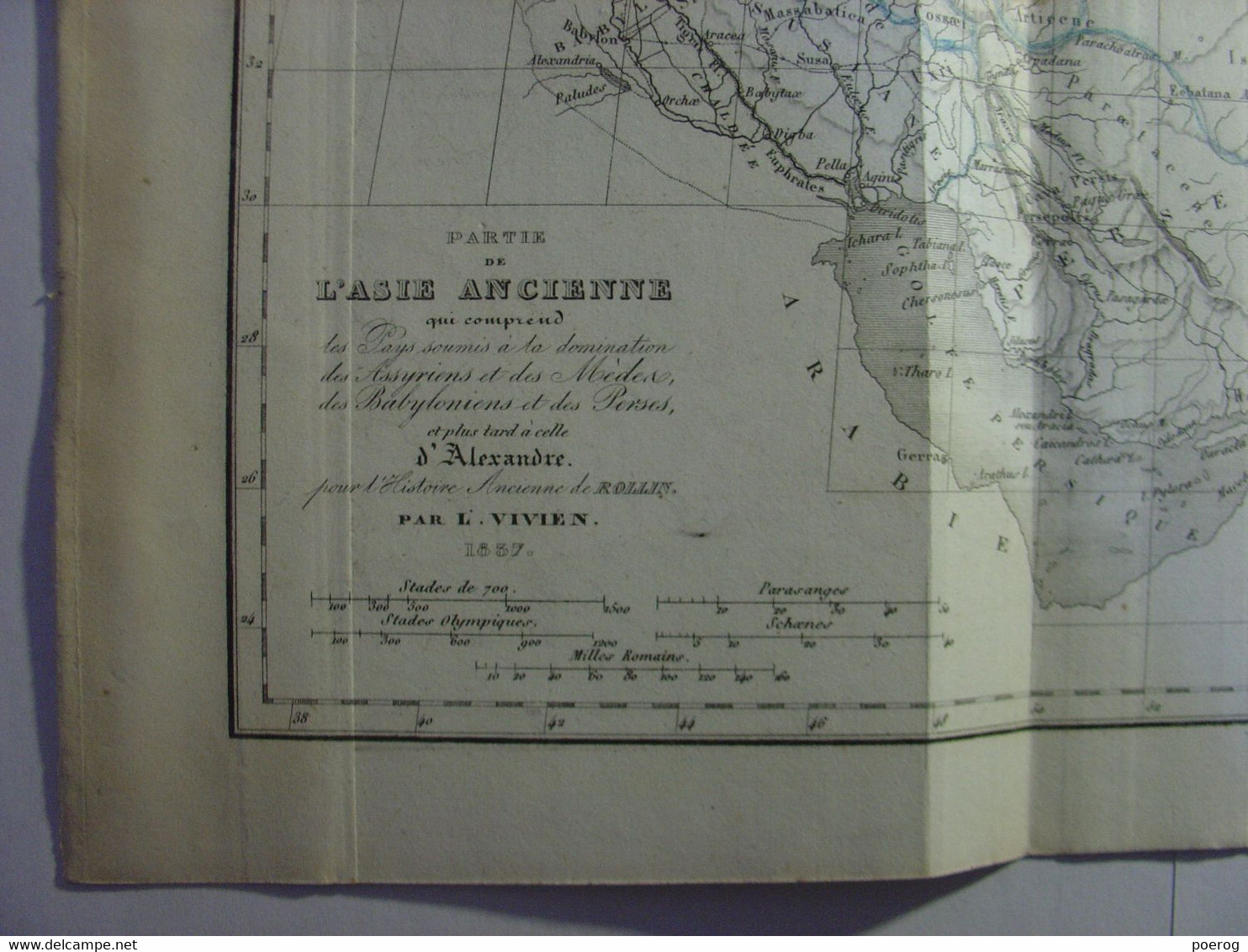 CARTE PARTIE DE L'ASIE ANCIENNE - GRAVURE De 1837 - 36cm X 27cm - ROLLIN - DESBUISSONS RAMBOZ - VIVIEN - ASIA MAP PRINT - Carte Geographique