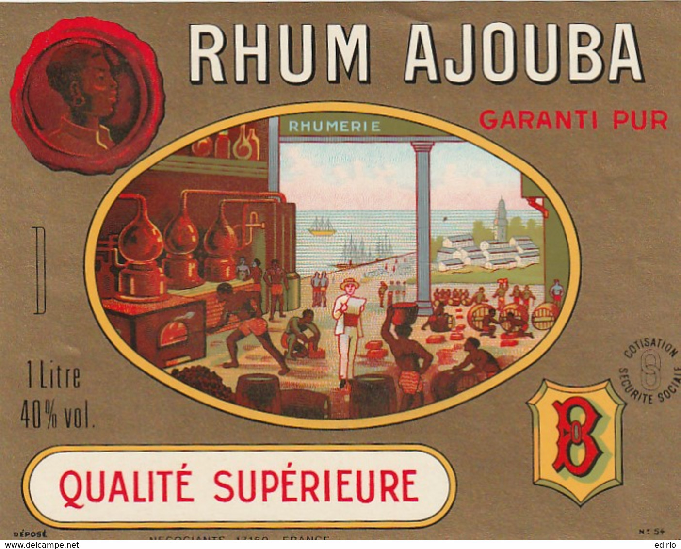 ***  ETIQUETTE RHUM ****  RHUM   Adjouba 70cl - Rum