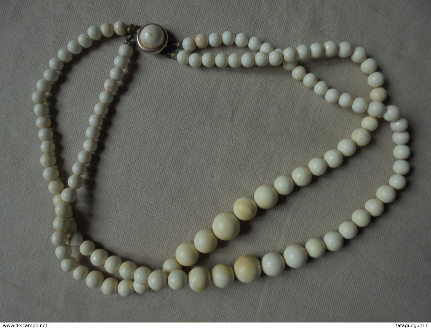 Vintage - Bijou Fantaisie - Collier 2 Rangs De Perles (plastique) - Necklaces/Chains