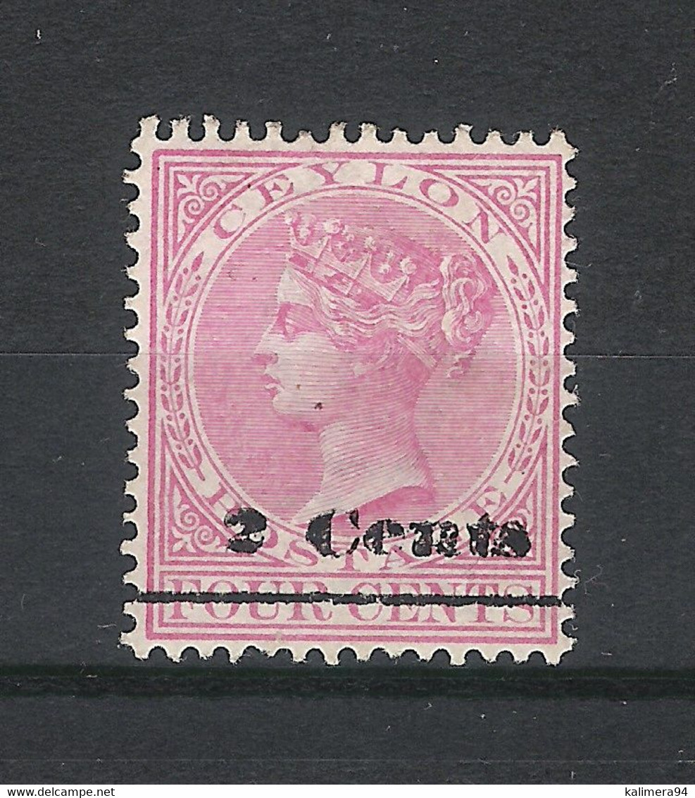 CEYLON  ( ÎLE DE CEYLAN ) /  Y. & T.  N° 116  /  4 Cents Rose , Surcharge Noire De 2 Cents - Ceylon (...-1947)