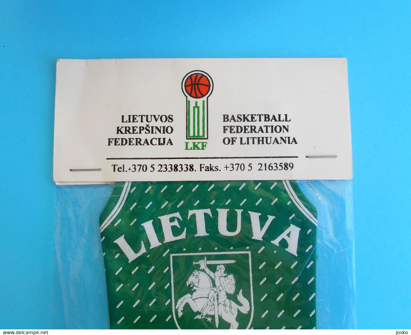 LITHUANIA BASKETBALL FEDERATION Nice Old Pennant In Original Packaging* Basket-ball Baloncesto Pallacanestro Association - Bekleidung, Souvenirs Und Sonstige