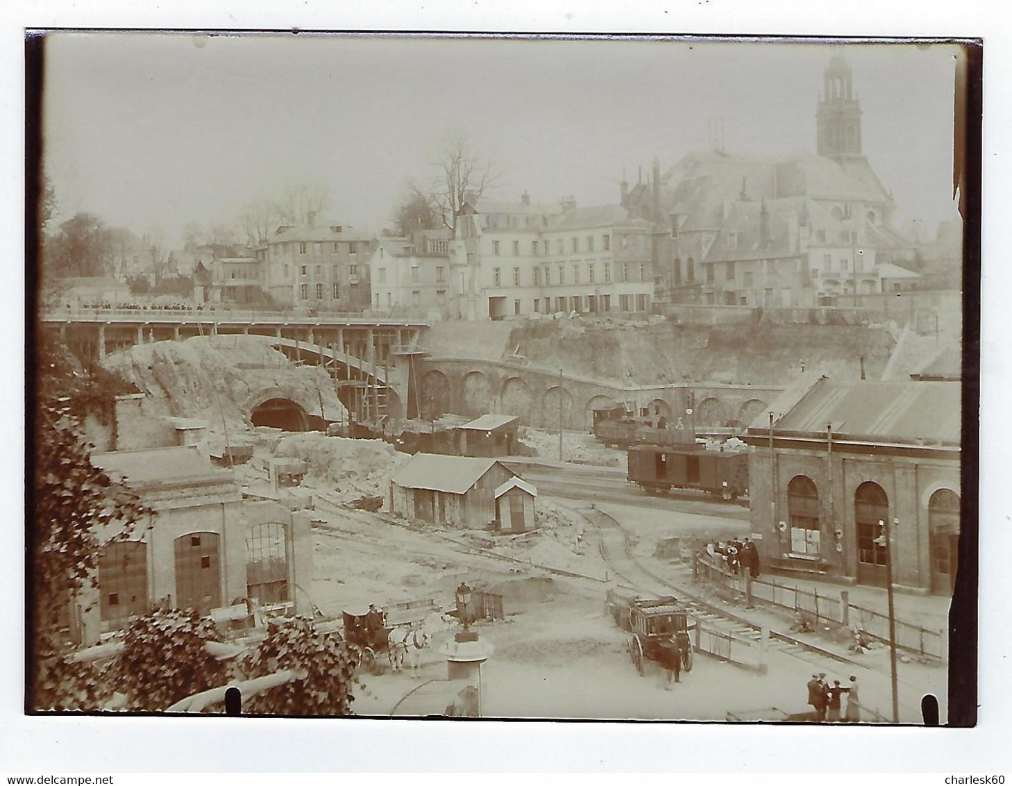 Photographie Ancienne - Photo - Rouen - Travaux - Gare SNCF - Rive Droite - Juillet 1913 - Lugares