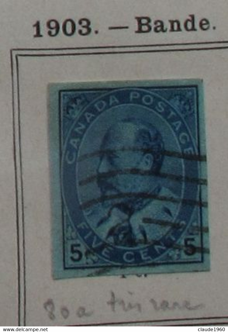 Canada 1903 Yvert 80a 5c Imperforated - Oblitérés