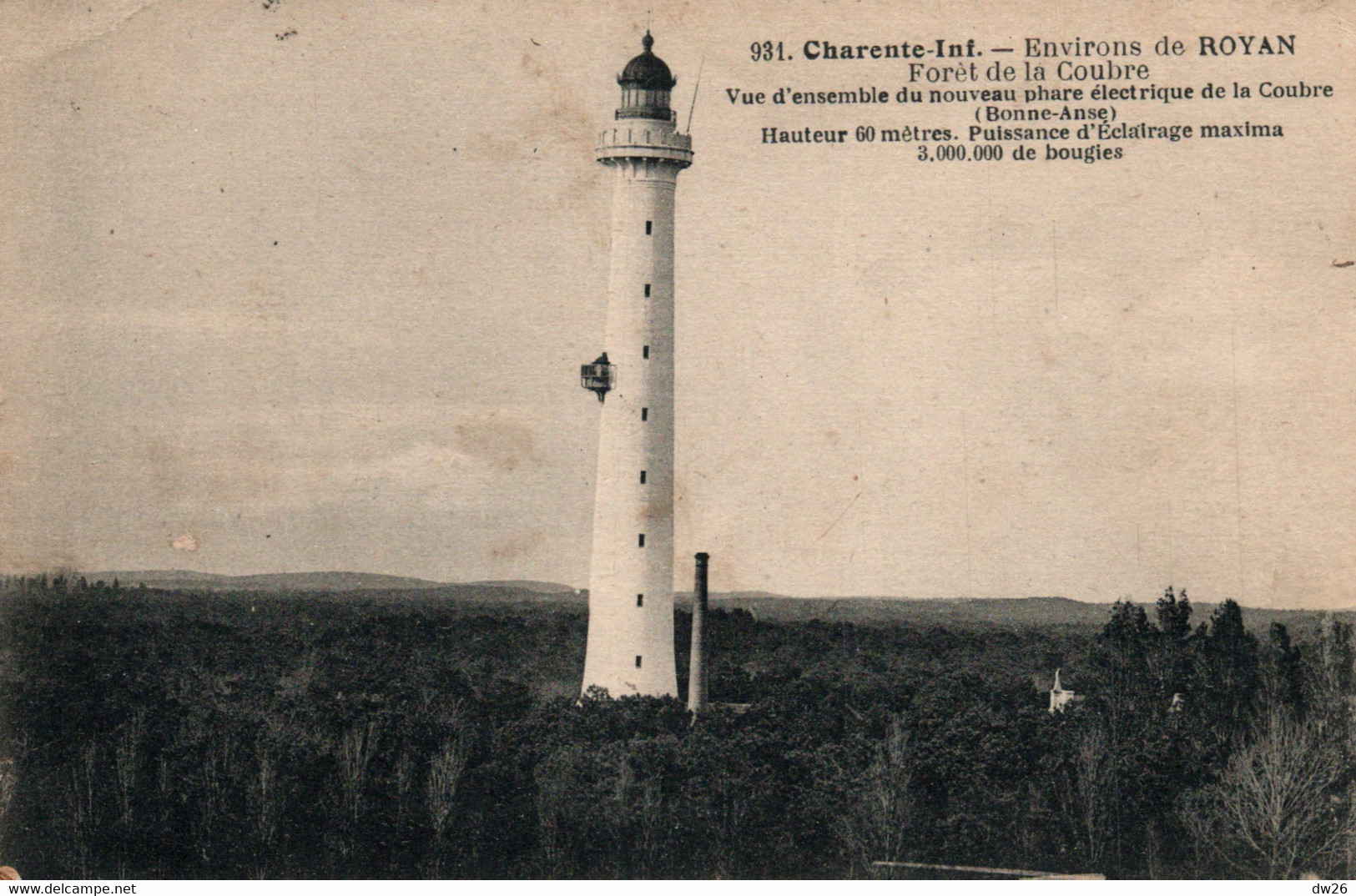 Environs De Royan (Charente-Inférieure) Forêt Et Nouveau Phare électrique De La Coubre - Carte Braun N° 931 - Leuchttürme