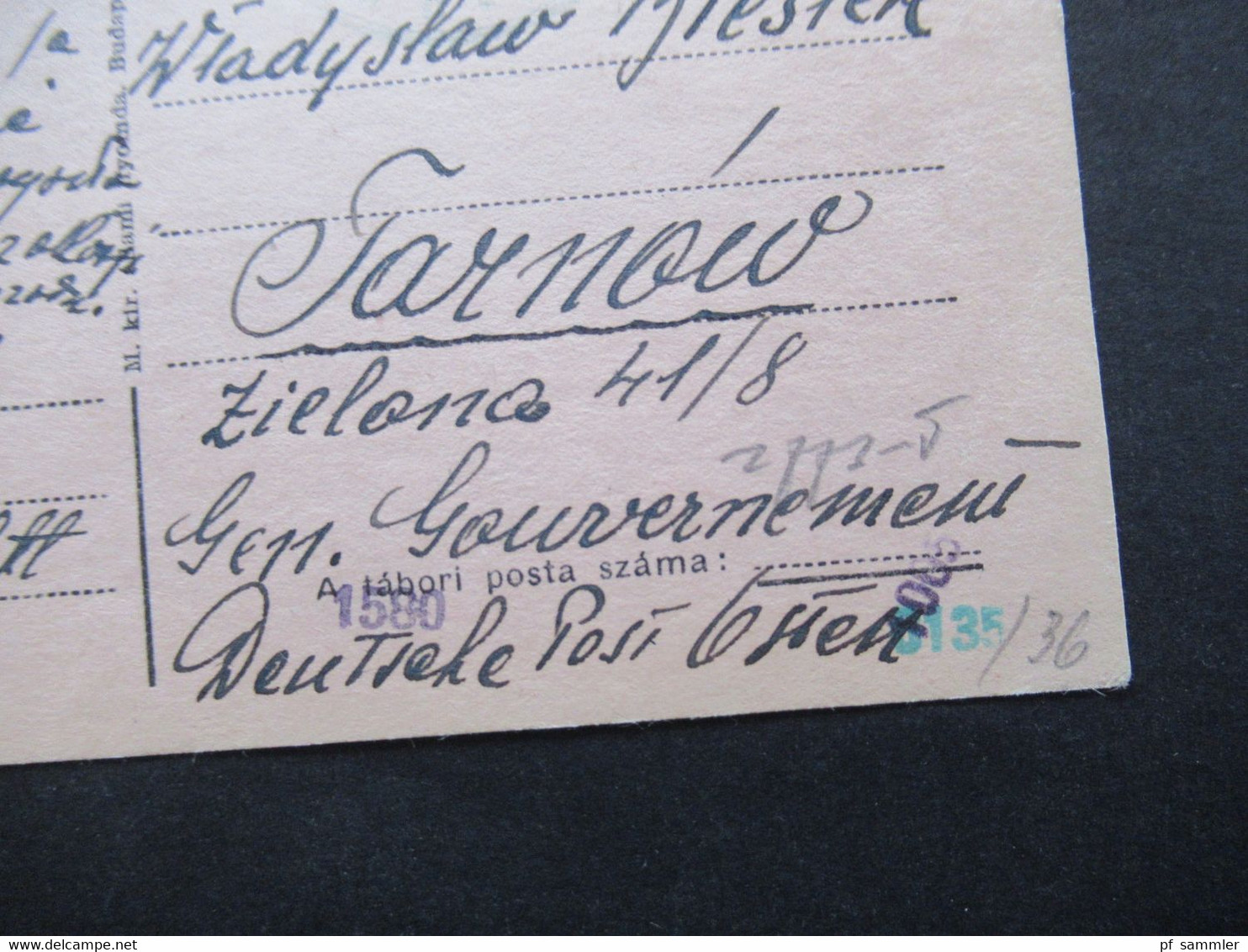 Ungarn 1940 Zensurpost Nach Tarnow Generalgouvernement Deutsche Post Osten Ins Gefangenenlager Belligerant Interné - Brieven En Documenten