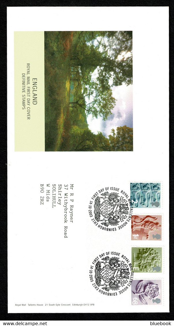Ref 1464 - GB 2003 - First Day Cover FDC - England Definitives 2nd Class - 68p - 2001-2010 Decimal Issues