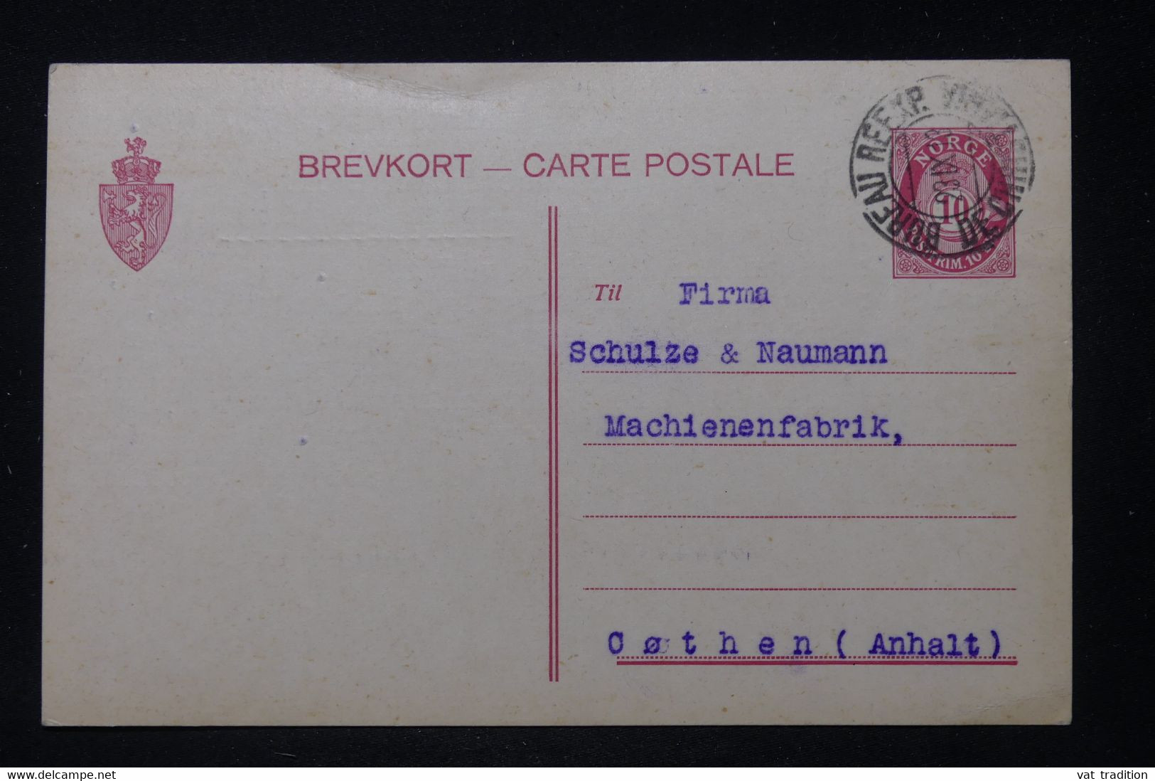 NORVÈGE - Entier Postal De  Kristiana En 1913 Pour Cothen - L 88272 - Postwaardestukken