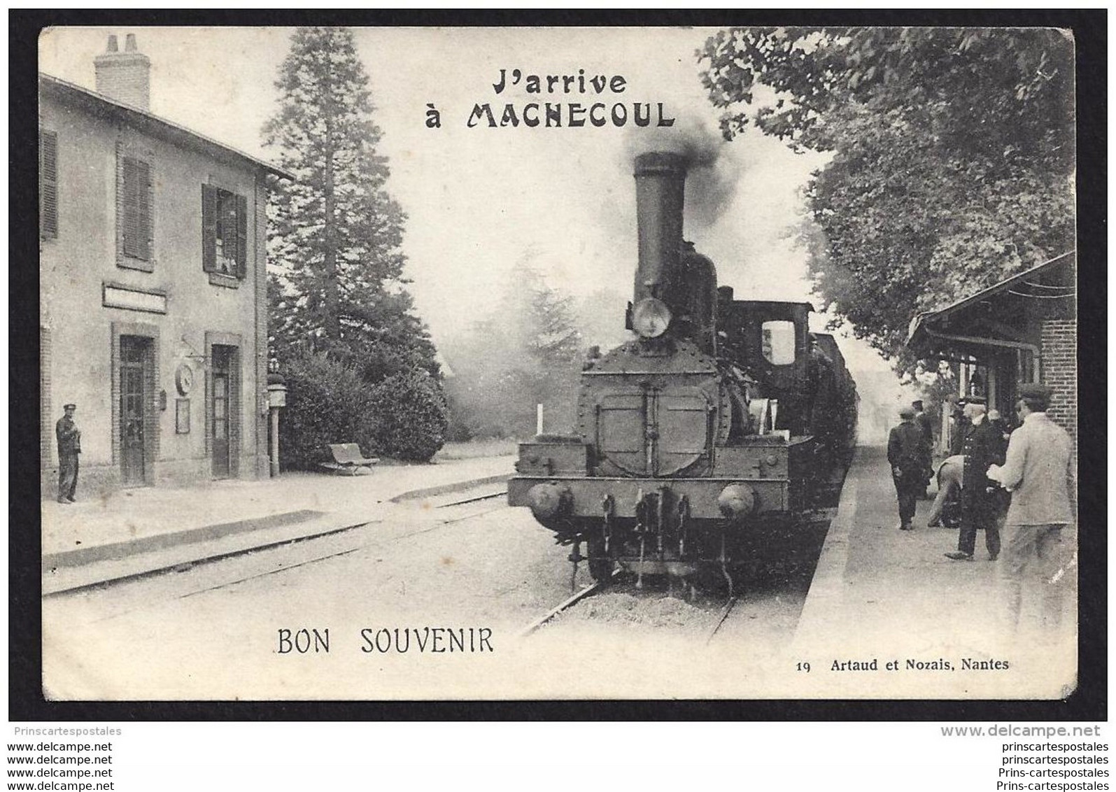 CPA 44 J'arrive à Machecoul La Gare Et Le Train - Machecoul