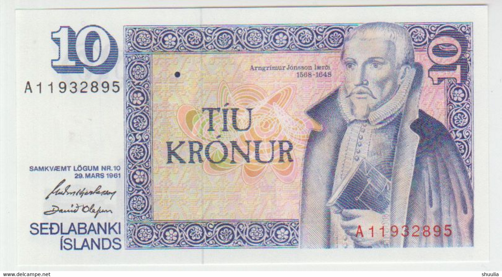 Iceland 10 Kronur 1961 Pick 48 UNC - Iceland