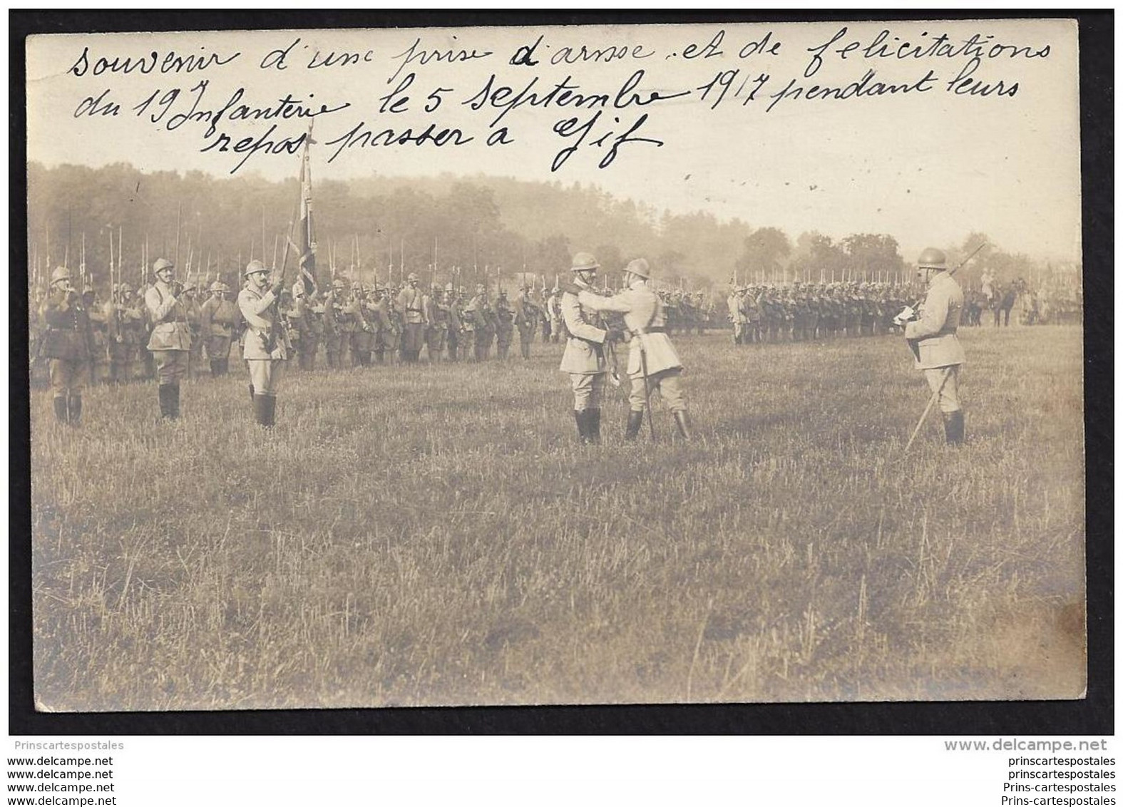 CPA 91 Gif Carte Photo Souvenir D'une Prise D'arme Et De Felicitations Du 19 Eme D'infanterie - Gif Sur Yvette