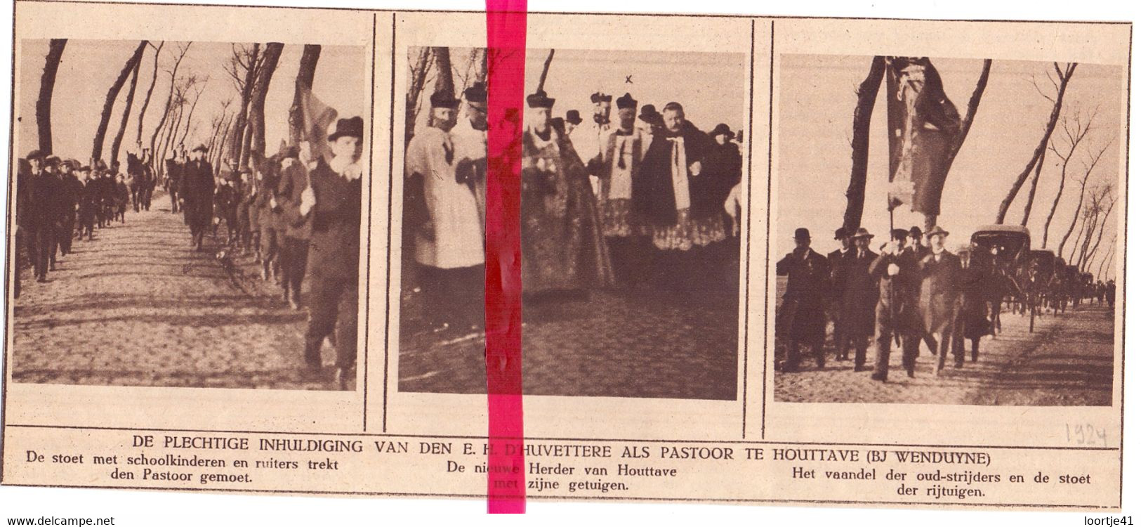 Orig. Knipsel Coupure Tijdschrift Magazine - Houthave - Inhuldiging Nieuwe Pastoor D'Huvettere - 1924 - Zonder Classificatie