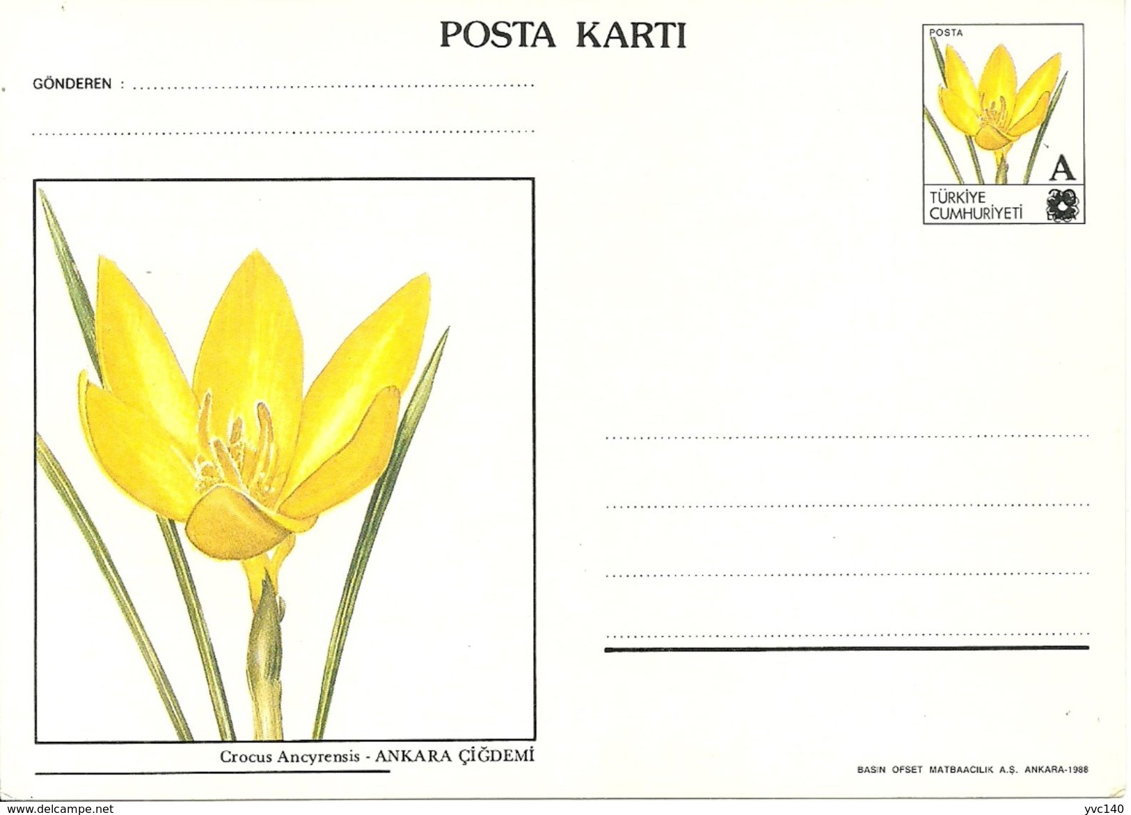 Turkey; 1994 Surcharged (A/30 L.) Postal Stationery With The Subject Of Flowers - Postal Stationery