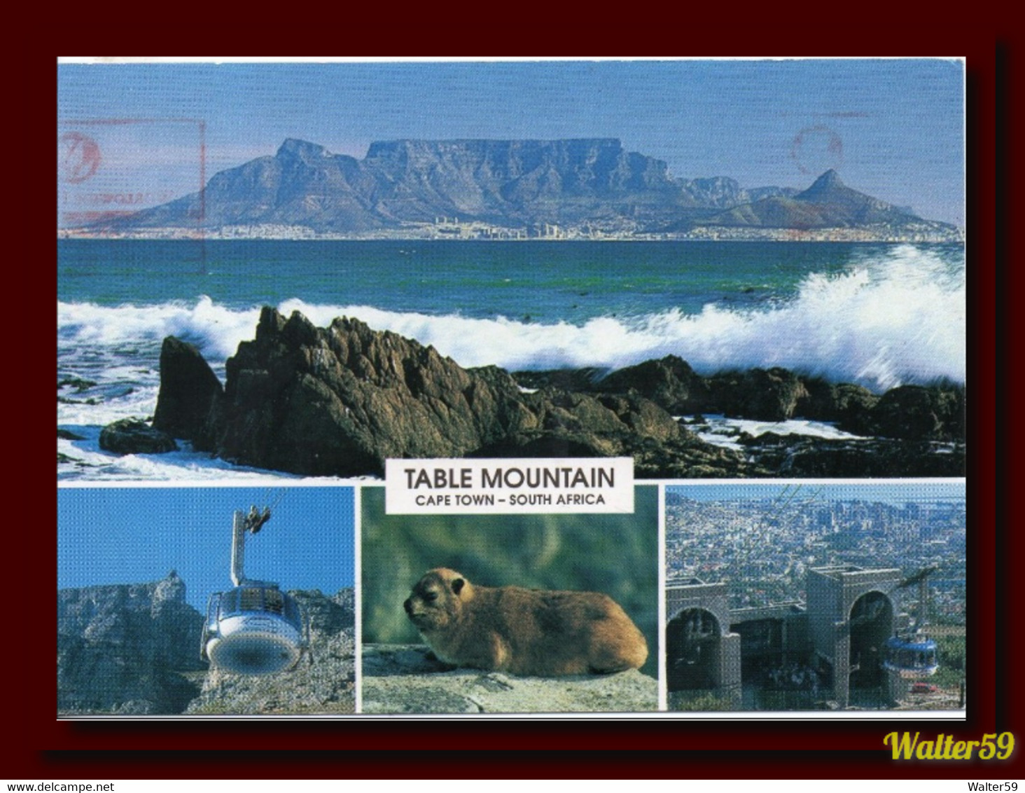 2002 South Africa Multiview Postcard Table Moutains And Cape Town Mailed To England 2scans Red Meter - Covers & Documents