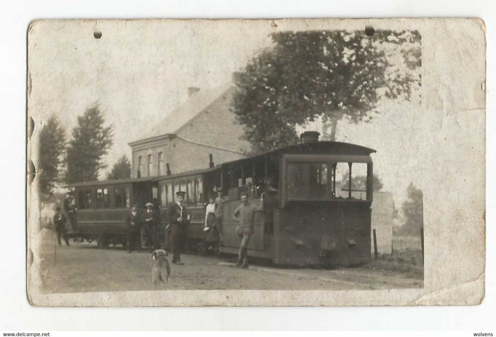 Haine-Saint-Pierre Tram à Vapeur Avec Conducteur, Receveur Et Passagers CPA Photo 1910 - La Louvière