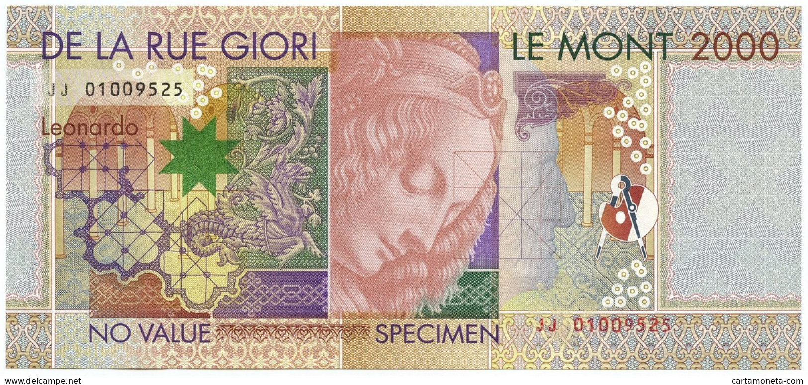 No VALUE CAMPIONE SPECIMEN DE LA RUE LEONARDO DA VINCI 2000 FDS - [ 7] Fautés & Variétés