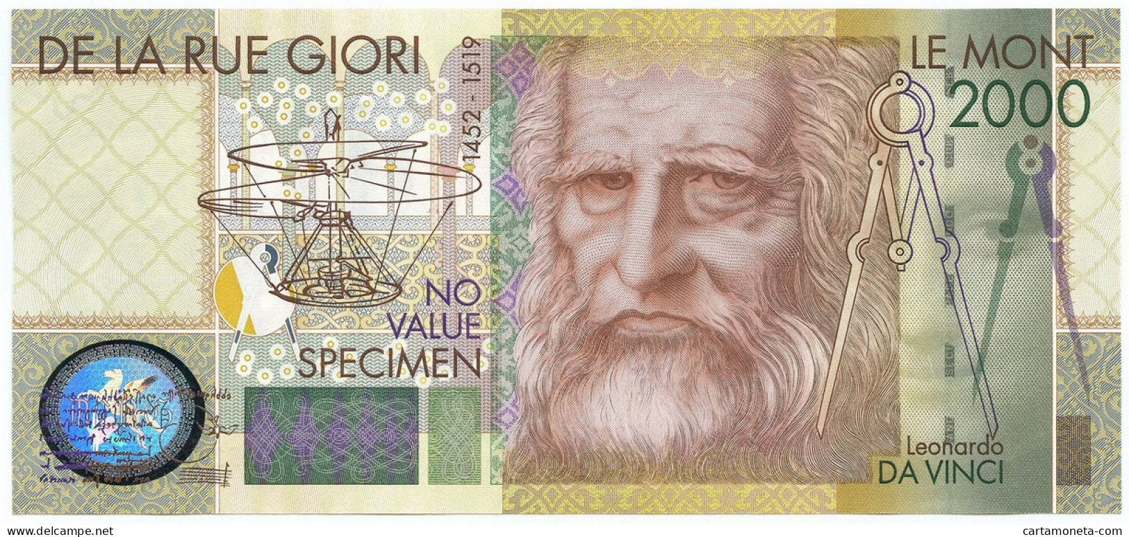 No VALUE CAMPIONE SPECIMEN DE LA RUE LEONARDO DA VINCI 2000 FDS - [ 7] Fautés & Variétés