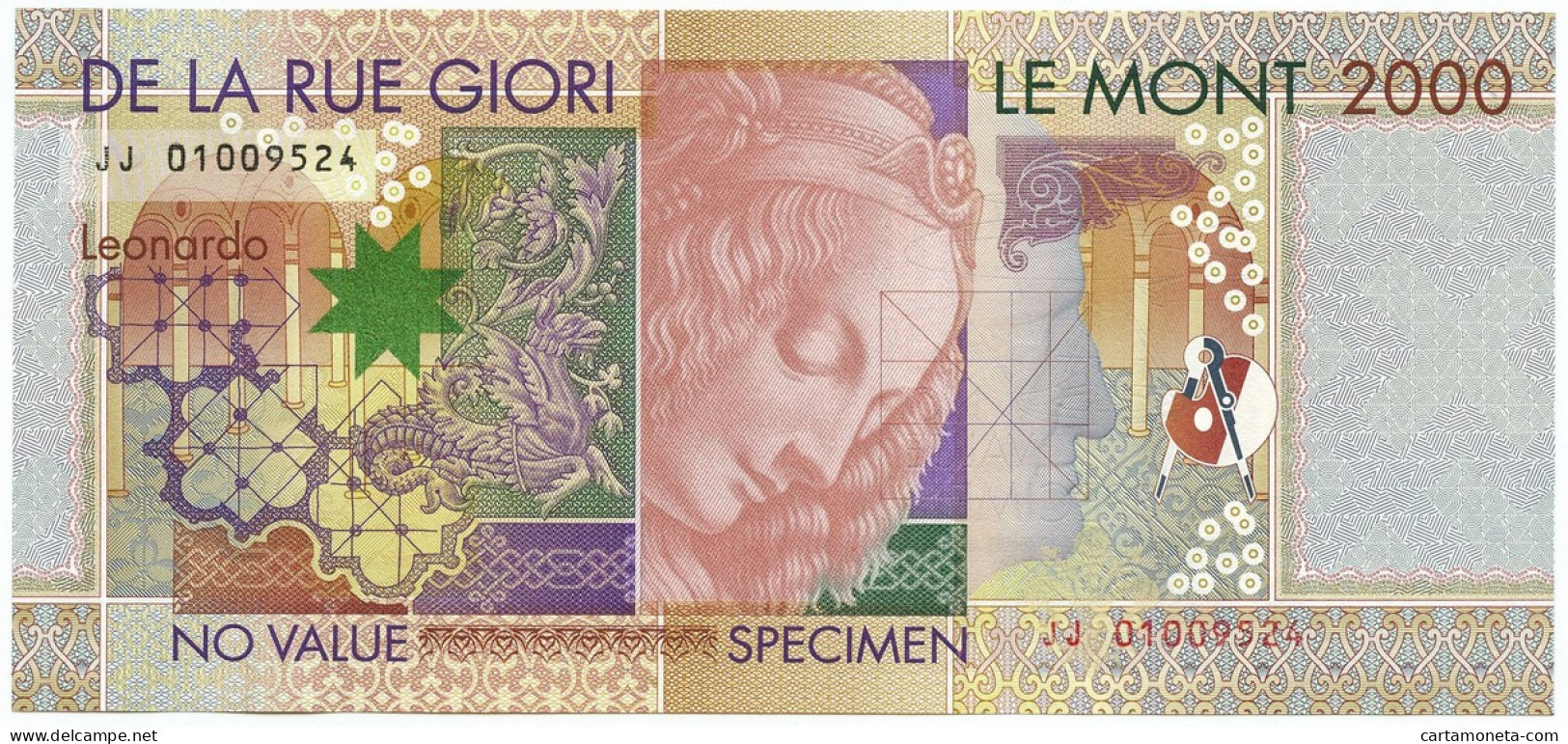 No VALUE CAMPIONE SPECIMEN DE LA RUE LEONARDO DA VINCI 2000 FDS - [ 7] Errores & Variedades