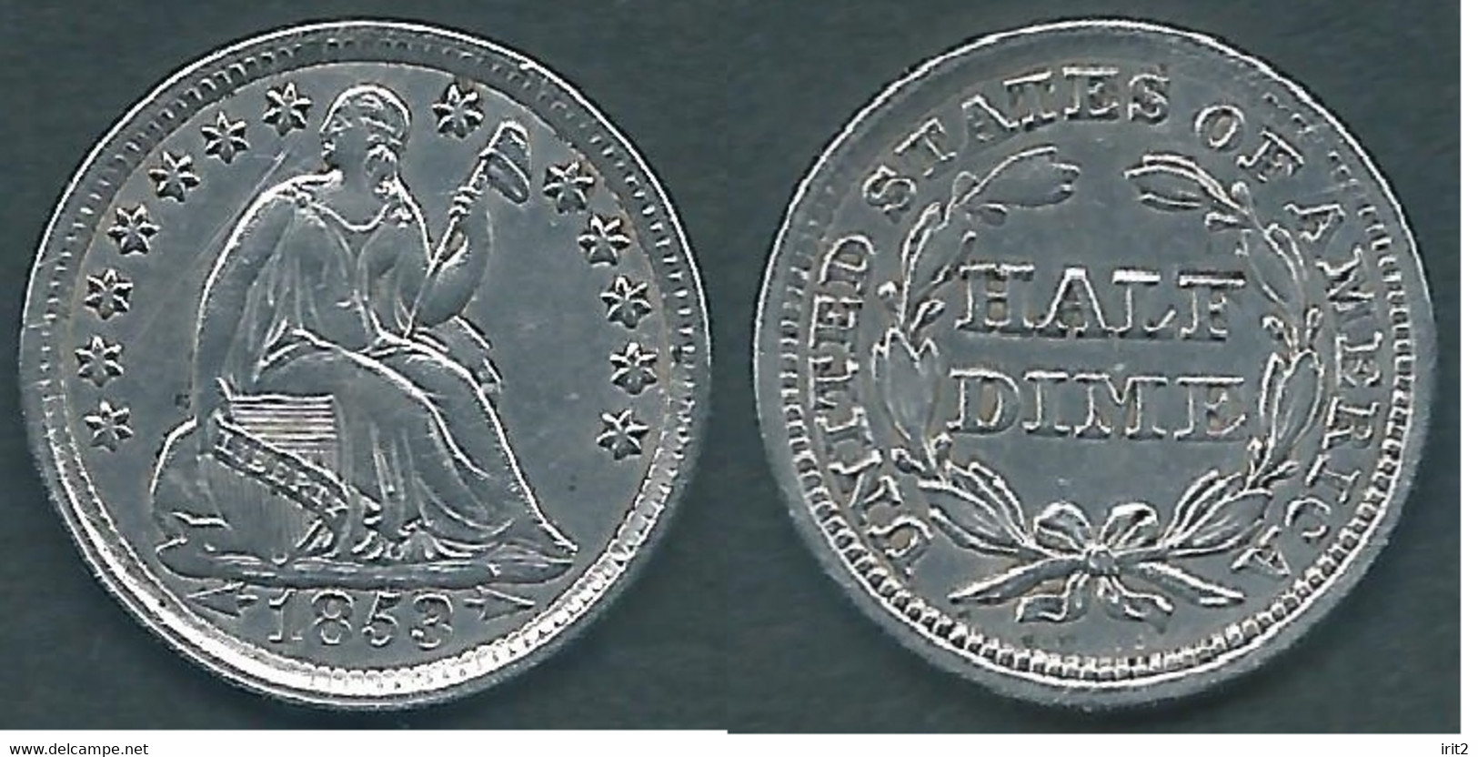 Stati Uniti D'america-United States-U.S.A,1853 SILVER COIN, HALF DIME, (½ Dime) Well Preserved !!! - Half Dimes (Demi Dimes)