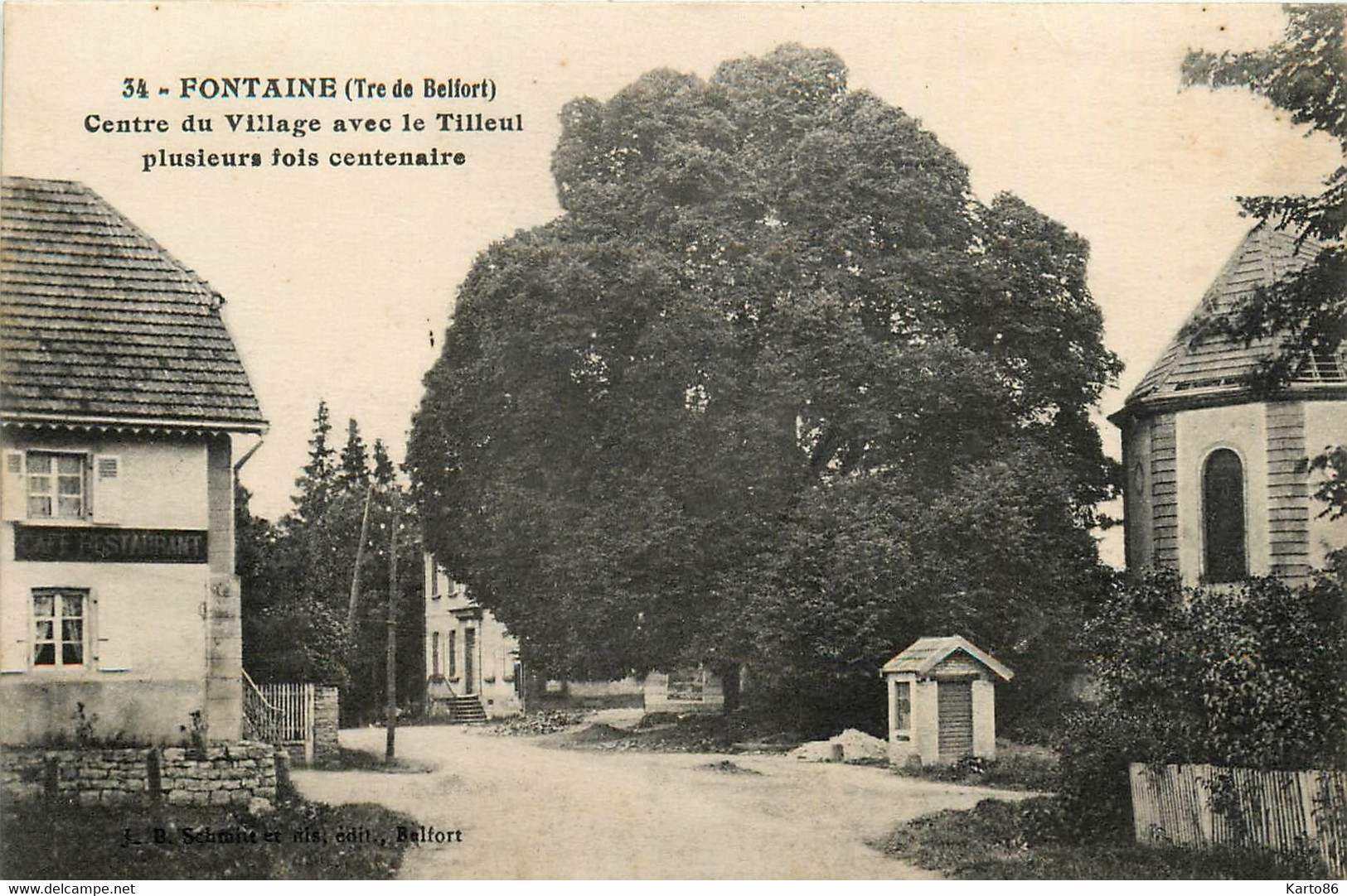 Fontaine * Vue Sur Le Centre Du Village * Le Tilleul Centenaire * Arbre * Café Restaurant * Bascule Poids Public - Fontaine