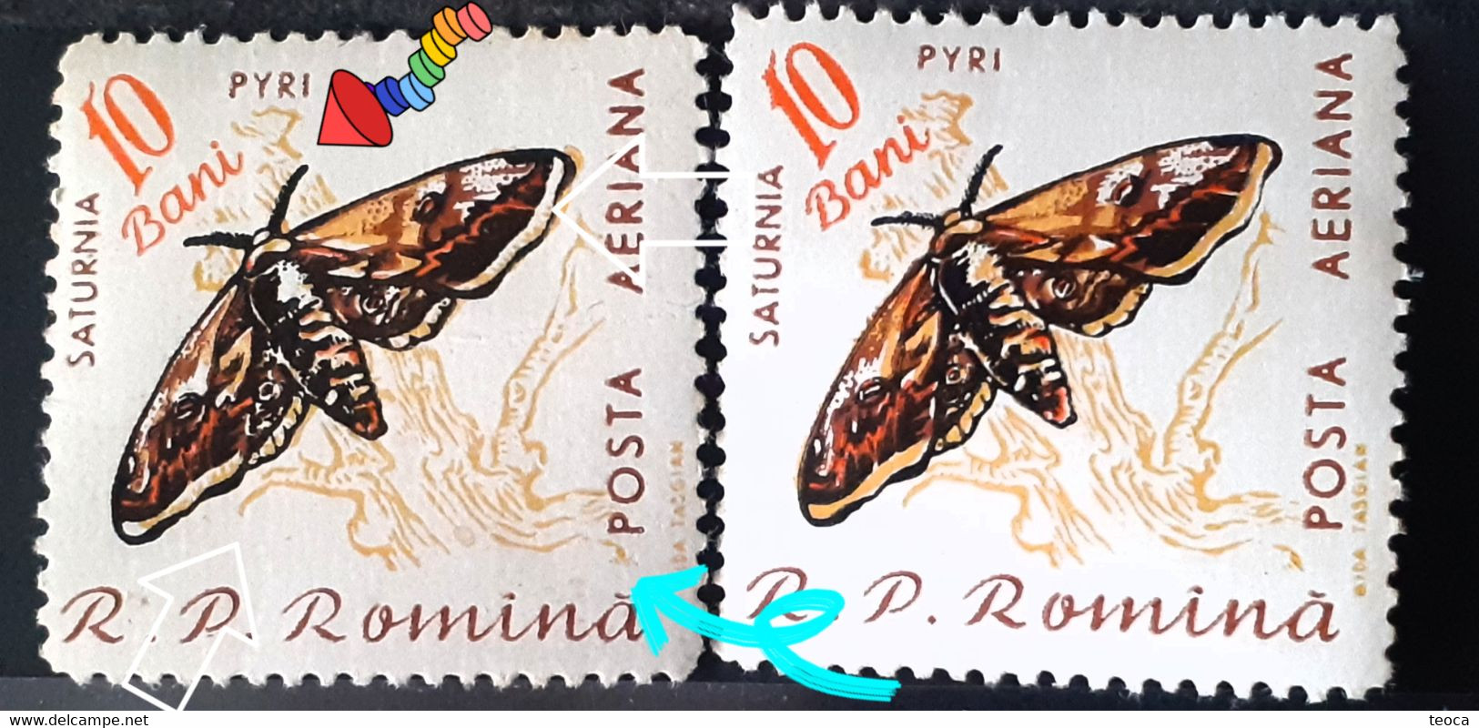 Errors Romania 1960 Mi 1918 Offset Butterfly Printing,  Moth ,butterfly - Errors, Freaks & Oddities (EFO)