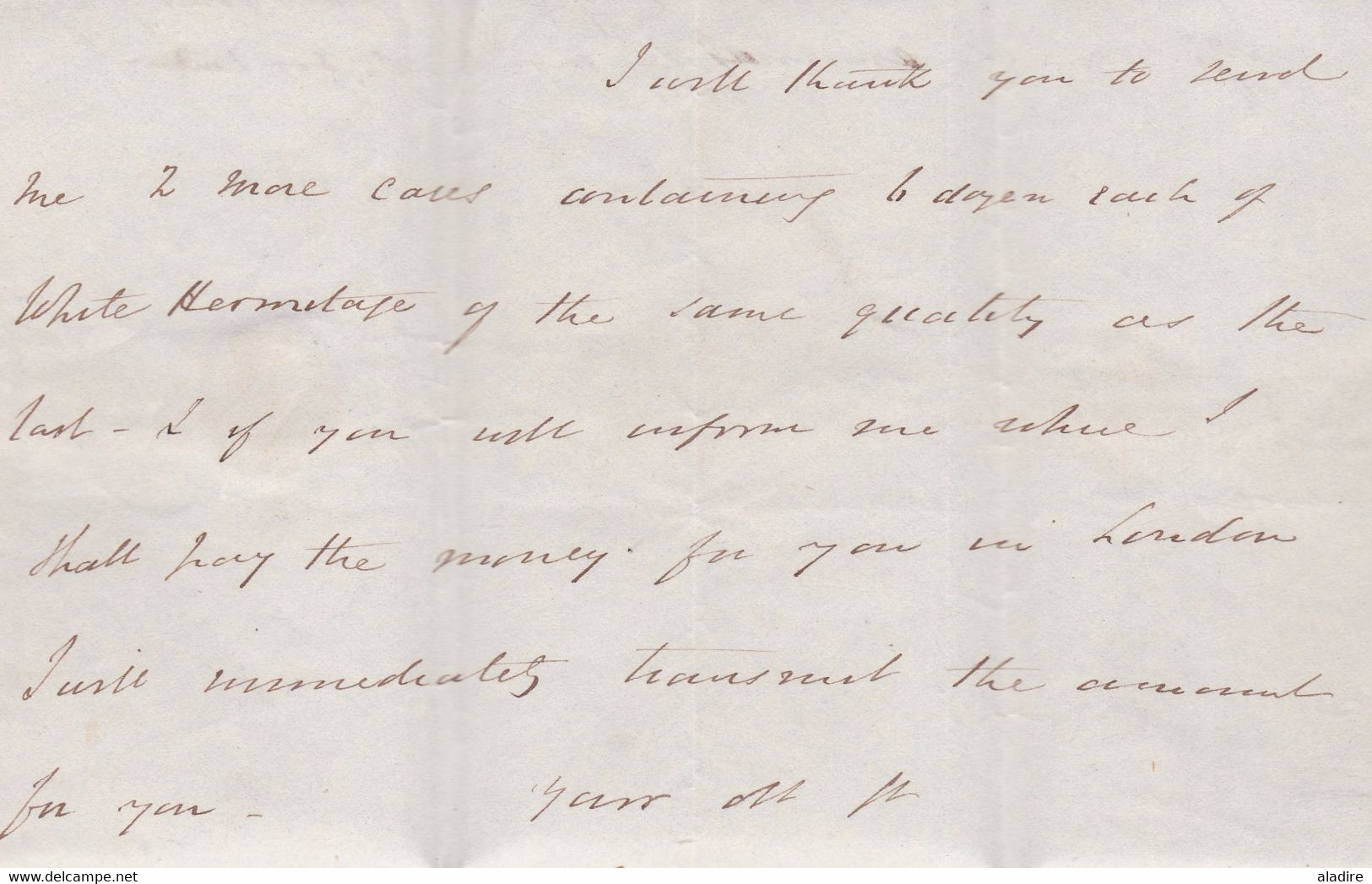 1840 - QV - Lettre pliée avec correspondance en anglais et sa traduction de Bristol vers St Peray, Ardèche - white wine