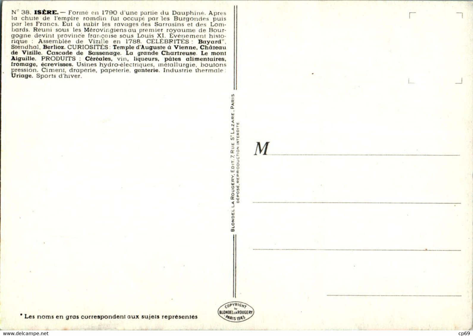 PINCHON Année 1945 Département De L'Isère (38) Grenoble La Tour-du-Pin Vienne St-Marcellin Vizille Allevard Roussillon - Andere & Zonder Classificatie