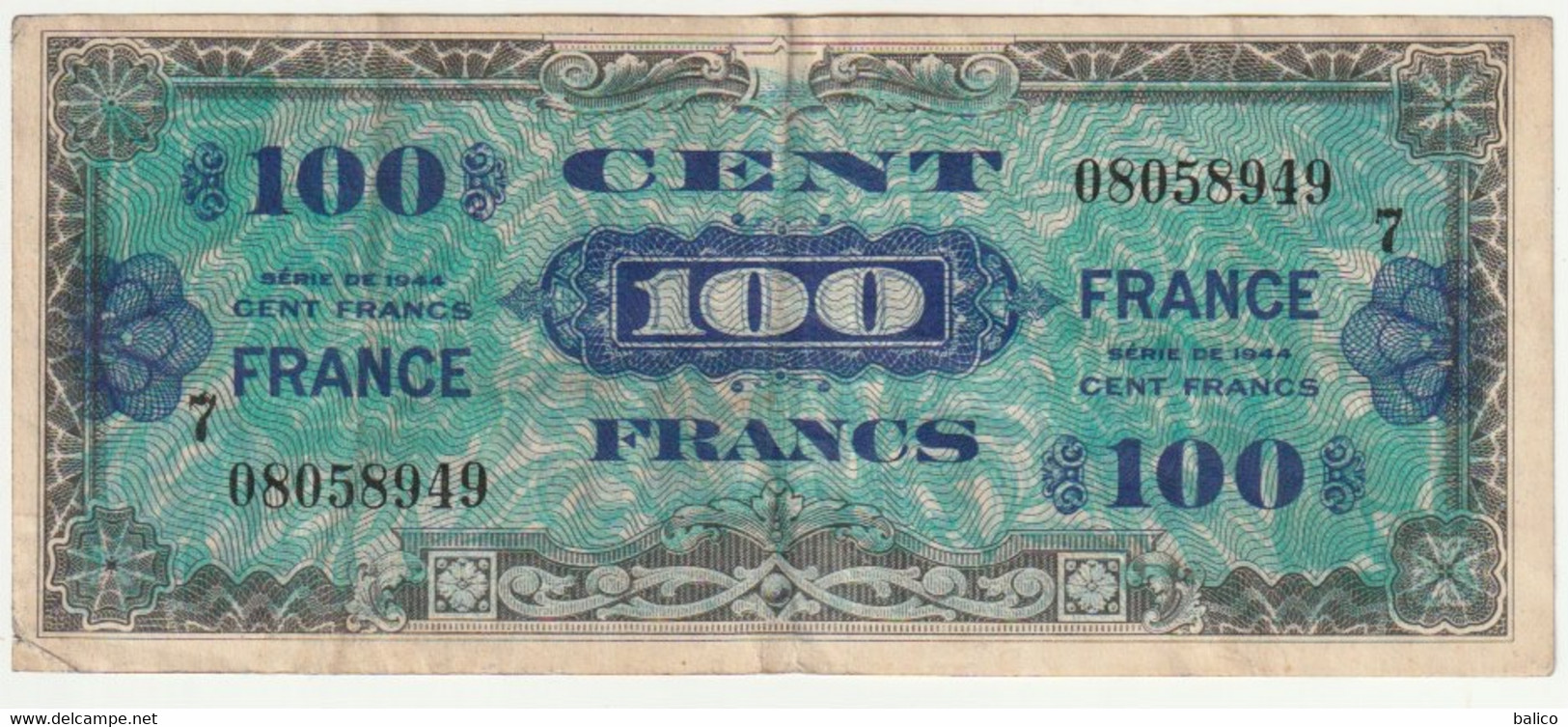 France, 100 Francs   1944   N° 08058949 - 1944 Drapeau/Francia