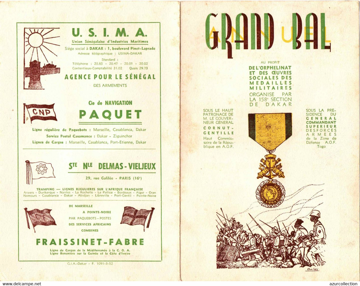 MEDAILLES MILITAIRES 158 EM SECTION DAKAR . GRAND BAL + TARIFSBOISSONS TABACS - Documents