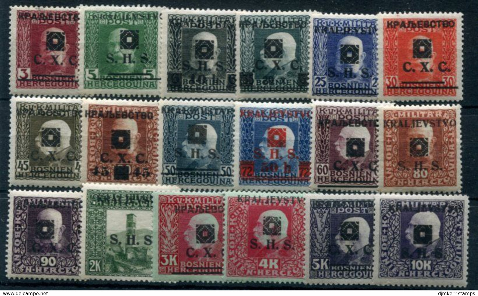 YUGOSLAVIA 1919 SHS (Bosnia) Portrait Definitives MNH / **.  Michel 33-50 - Ungebraucht