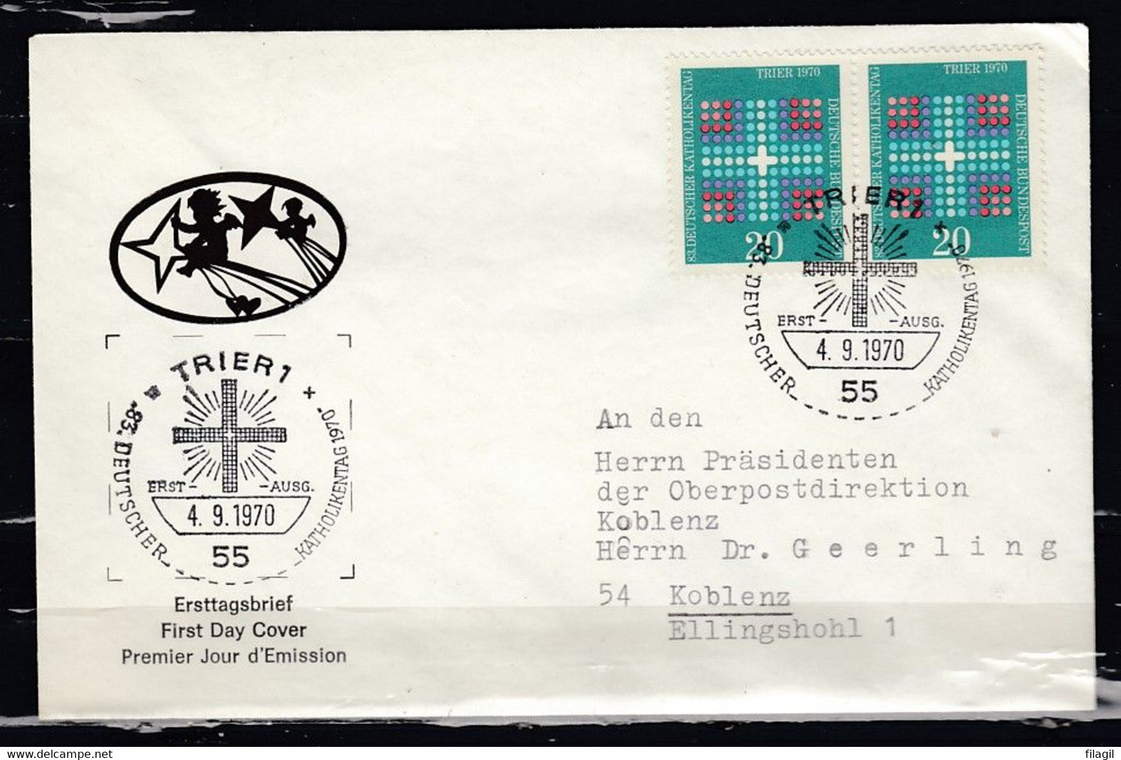 Brief Van Trier 1 Deutscher Katholikentag 1970 Naar Koblenz - Covers & Documents