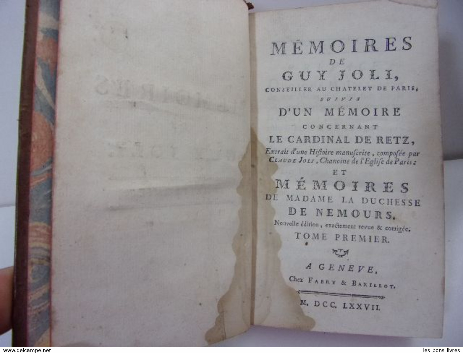 1777. Mémoires De Guy Joli Conseiller Au Châtelet De Paris 1648-1655 - Tot De 18de Eeuw