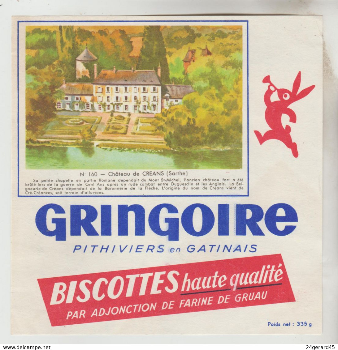 BUVARD BISCOTTE GRINGOIRE PITHIVIERS Loiret : Château De Créans Sarthe - Biscottes
