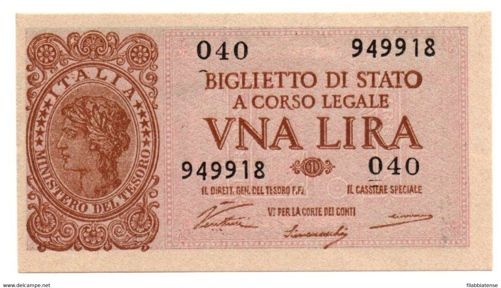 Italia - 1 Lira 1944 Luogotenenza     ---- - Italia – 1 Lira