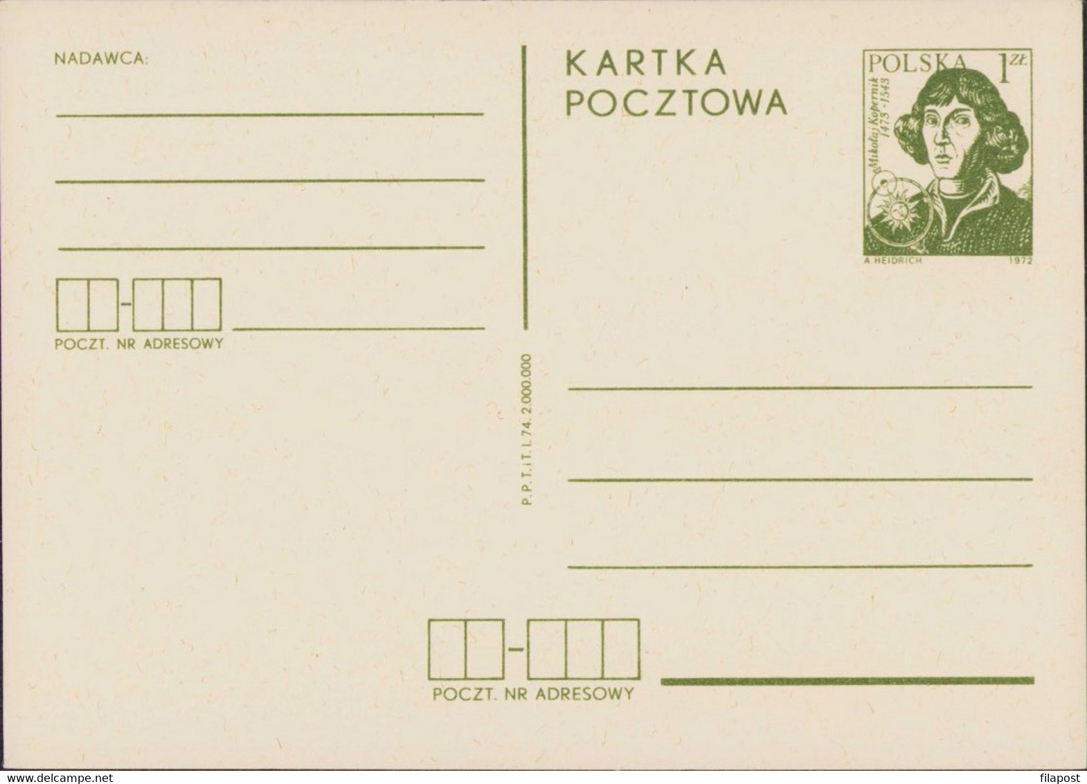 1972 Nicolaus Copernicus Postcard, Postal Stationery, Astronomer, Astronomy, Science - Astronomie