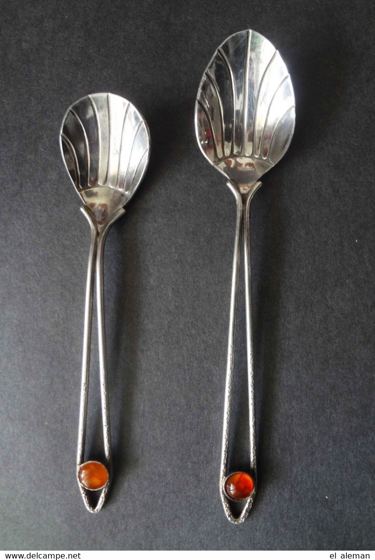 Löffel 2 Stück, Teelöffel, Zuckerlöffel, Mit Punze, Um 1900, Jugendstil, Selten! Art Nouveau, Belle Epoque - Spoons