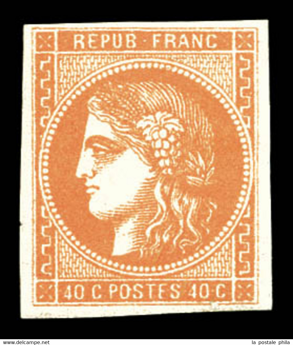 N°48, 40c Orange, Frais. TTB (signé Scheller/certificat)  Qualité: *  Cote: 750 Euros - 1870 Ausgabe Bordeaux