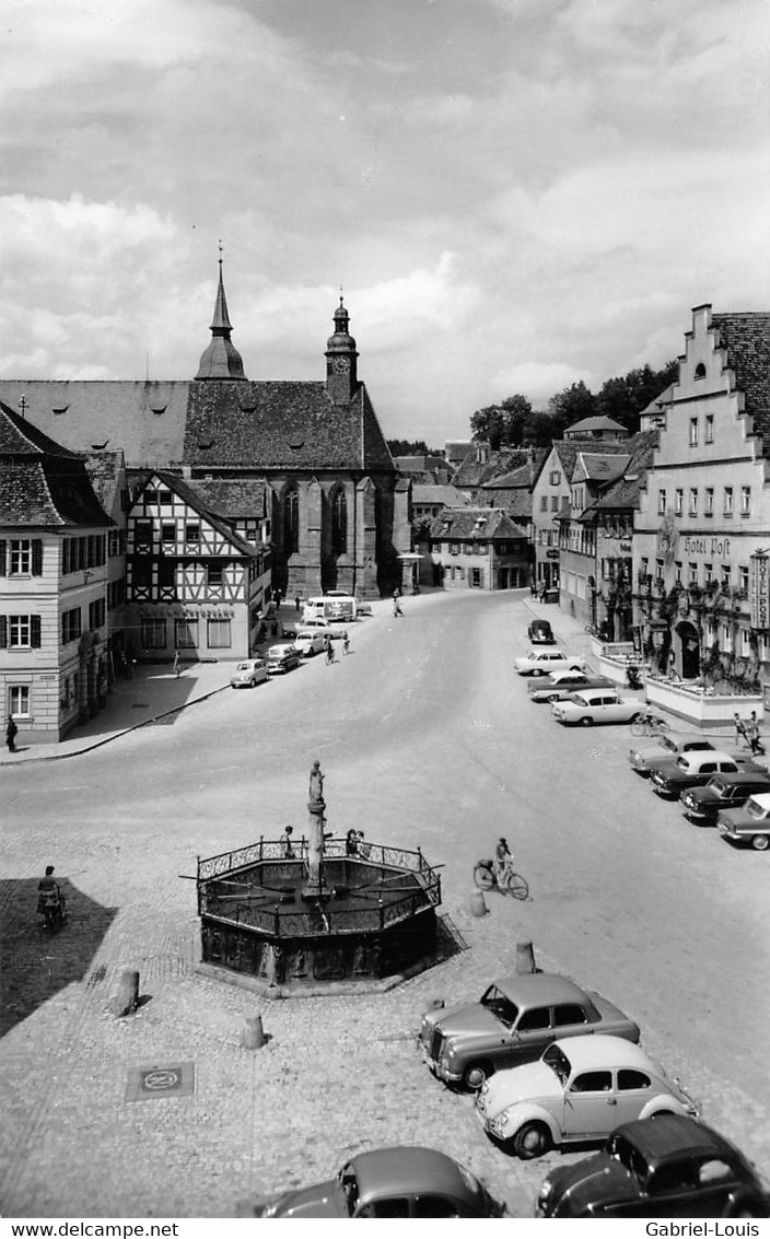 Feuchtwangen An Der Romantischen Strasse  Marktplatz - Oldtimer (15 X 10 Cm ) - Feuchtwangen