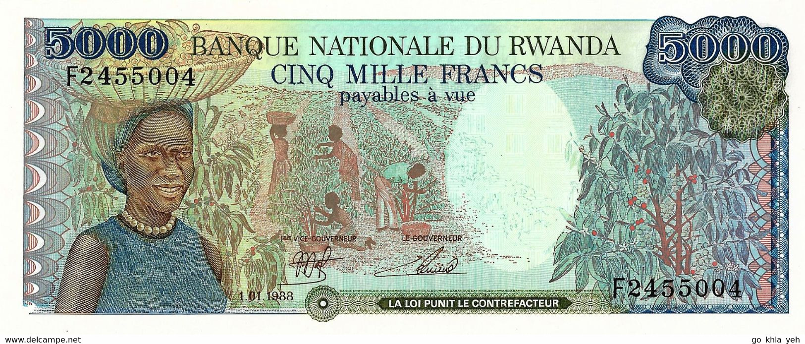 RWANDA 1988 5000 Franc - P.22a  Neuf UNC - 1 - Ruanda